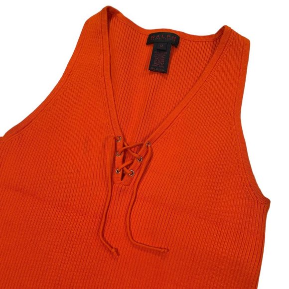 Ralph Lauren Orange Lace Up Tank Top - Picture 2 of 3